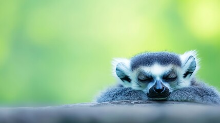 Fototapeta premium Cute Lemur Sleeping Peacefully on Branch
