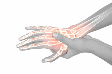 Cropped hand of woman with highlighted bones
