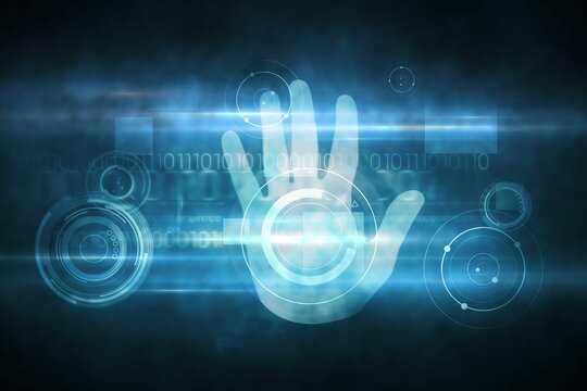 Naklejki Digital security hand scan