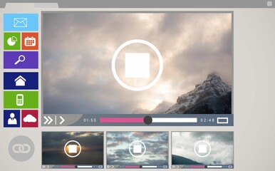 Composite image of various video and computer icons displayed