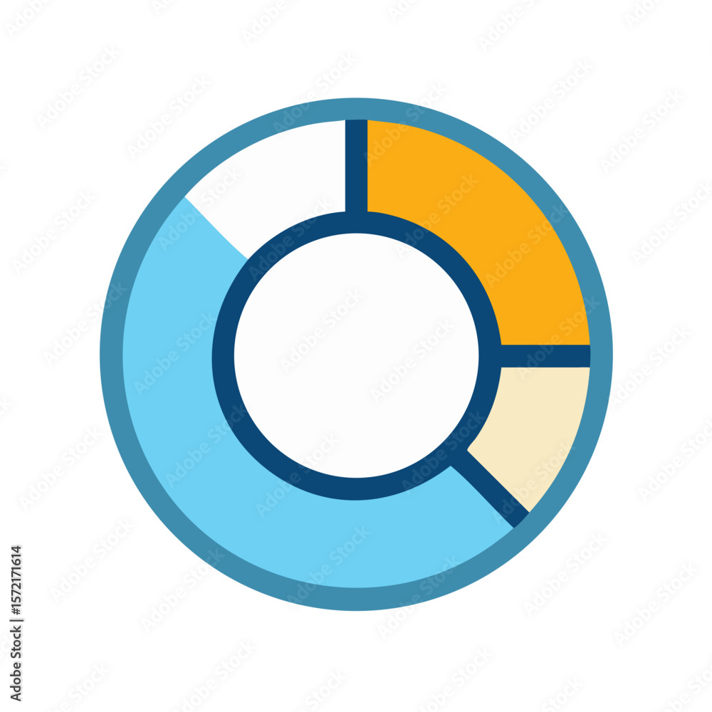 Aufkleber donut chart infographic for data visualization on white background