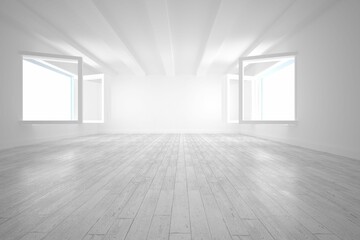 Bright white room with opened windows