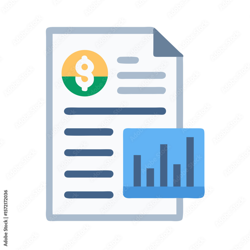 Poster financial report with data analysis and business accounting elements