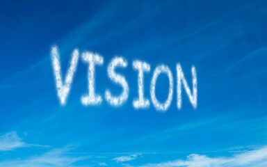 Vision written in white in sky