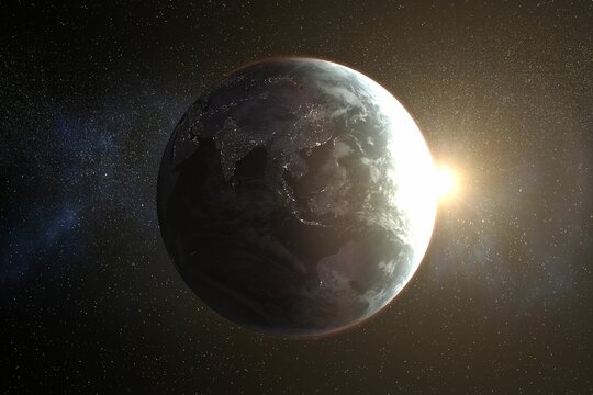 Naklejki Earth against sun in Galaxy