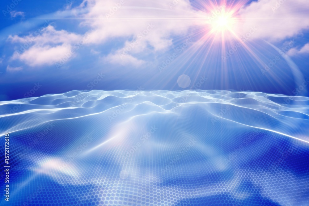 Fototapete digitally generated binary code landscape