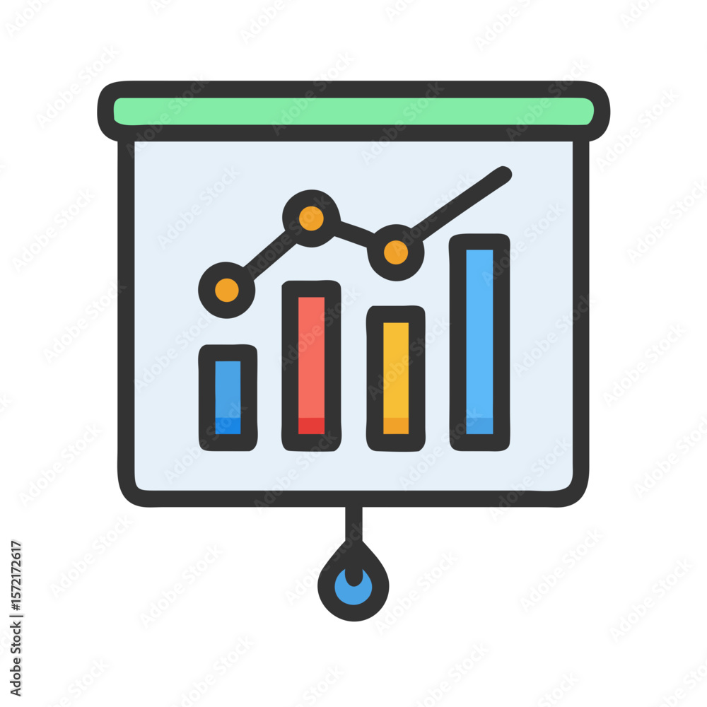 Aufkleber presentation chart showing data analysis and business growth trend