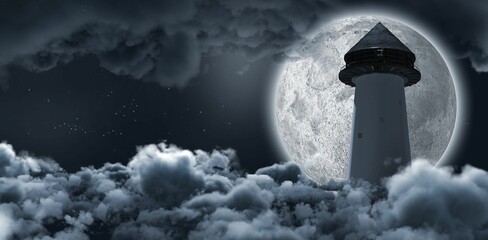 Fototapeta premium Structure upward the cloud hiding the moon