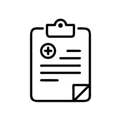Medical form icon on clipboard with notes and checkmark symbol  