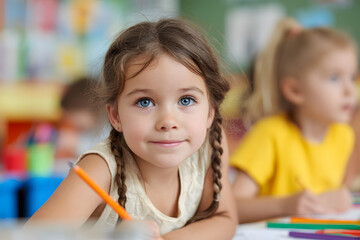 Obraz premium Happy Girl in Classroom