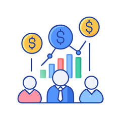 Financial meeting with growth analysis and strategic planning concept