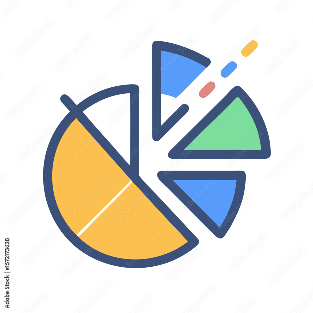 Poster infographic design: isolated colorful pie chart for data analytics