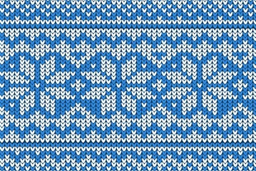Knitting Christmas vector background snowflakes