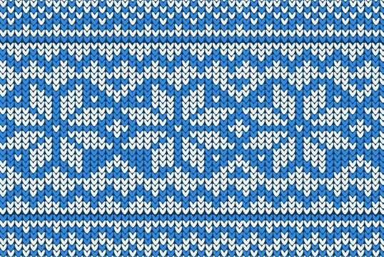 Knitting Christmas vector background snowflakes