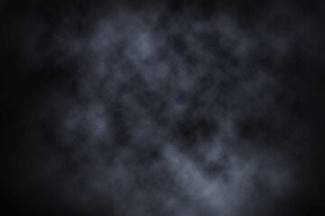 Swirling grey smoke cloud is drifting in dark featureless void as abstract flat design