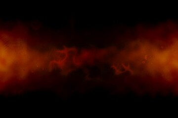 glowing red orange flame-like band is streaming across dark void background in flat design style