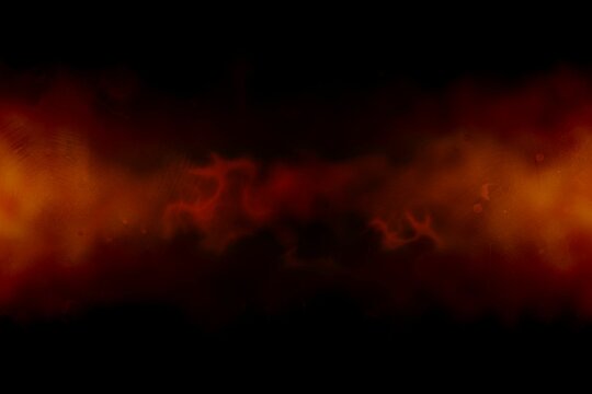 glowing red orange flame-like band is streaming across dark void background in flat design style
