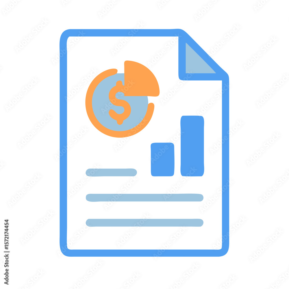 Poster financial report document with chart and bar graph icon
