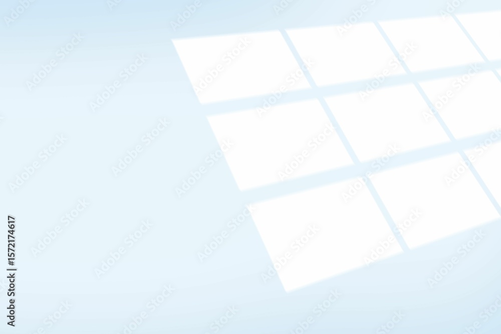 Aufkleber flat design is showing stylized white twelve-pane grid floating over soft sky-blue gradient