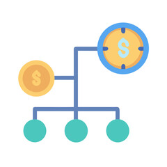 Investment allocation flat icon on White Background showing growth