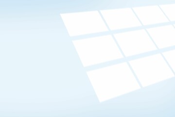 Flat design is showing stylized white twelve-pane grid floating over soft sky-blue gradient