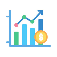 Financial growth illustration with chart and dollar coin symbol