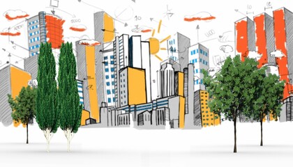 Yellow and orange skyline © vectorfusionart