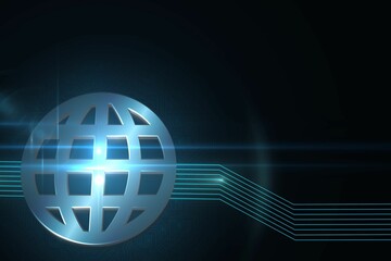 Shiny globe on black background