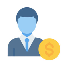 Flat design icon of business person with dollar coin