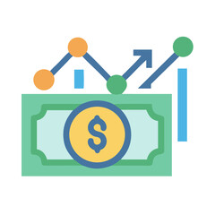 Obraz premium Dollar bill with financial graph showing positive growth trend