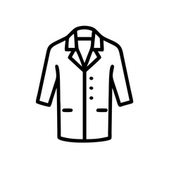 Doctor's coat outline in minimalist style on white background  