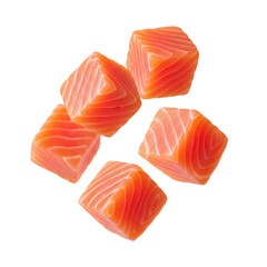 Fresh Raw Salmon Cubes – Sashimi Cut, Diced Salmon PNG – Perfect for Food Blogs & Culinary Projects