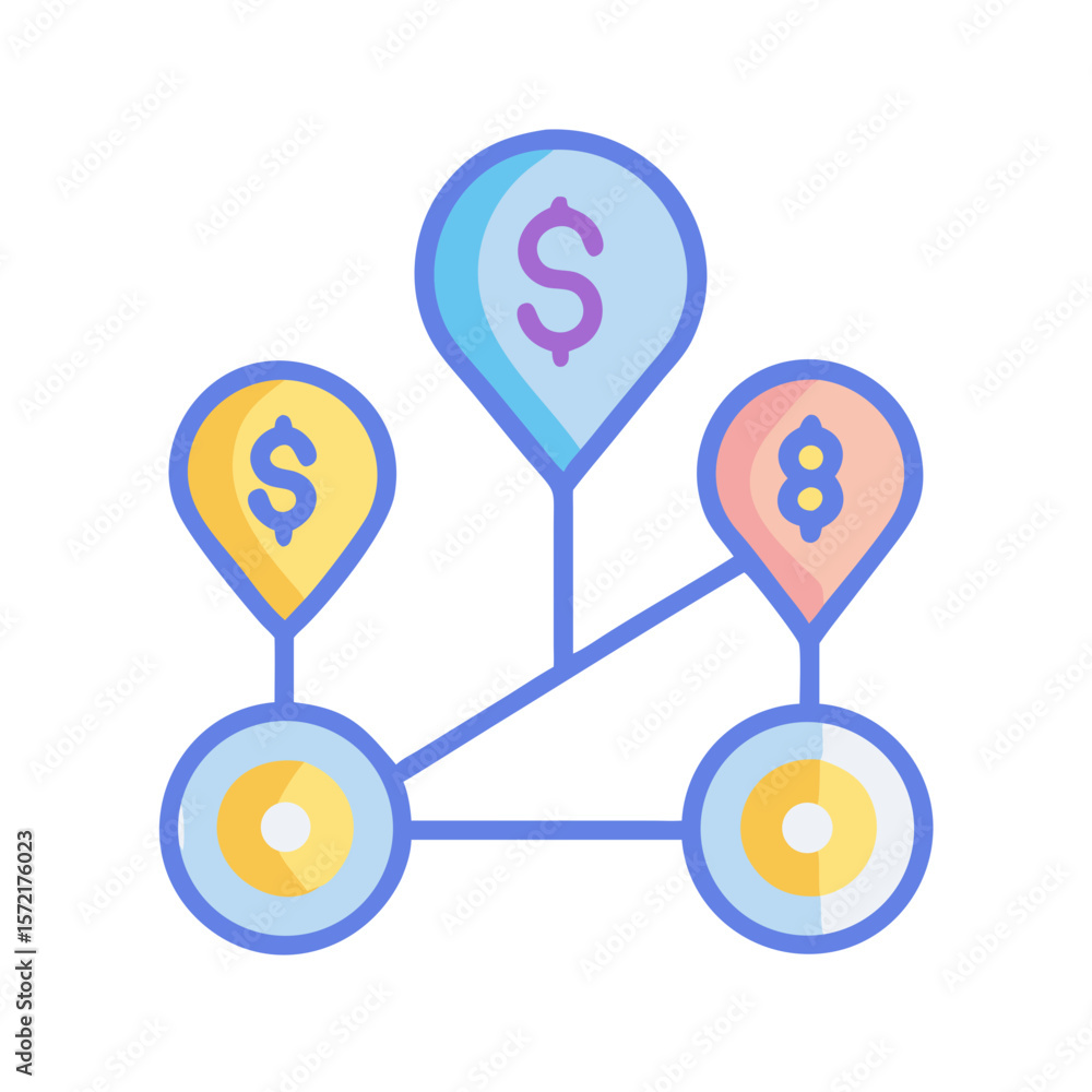 Poster monetary connections and data visualizations represented by graphic elements