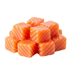 Fresh Raw Salmon Cubes – Sashimi Cut, Diced Salmon PNG – Perfect for Food Blogs & Culinary Projects