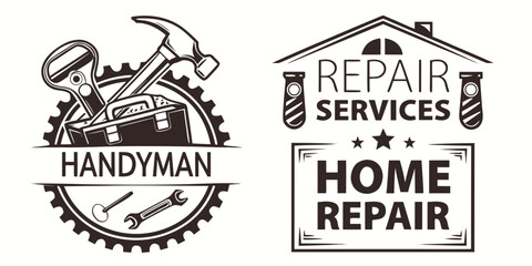Handyman Services Home Repair Logo Set