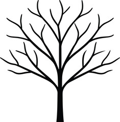 Bare branch tree silhouette line art vector graphic