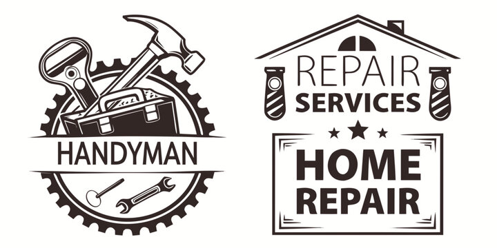 Handyman Services Home Repair Logo Set