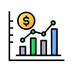 Stylized financial chart showing progress and revenue growth symbol