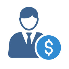 Financial advisor icon with dollar coin symbol on White
