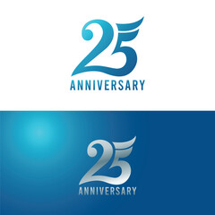 25th Anniversary Logo Design – Elegant Vector Number with Wing and Swirl Elements