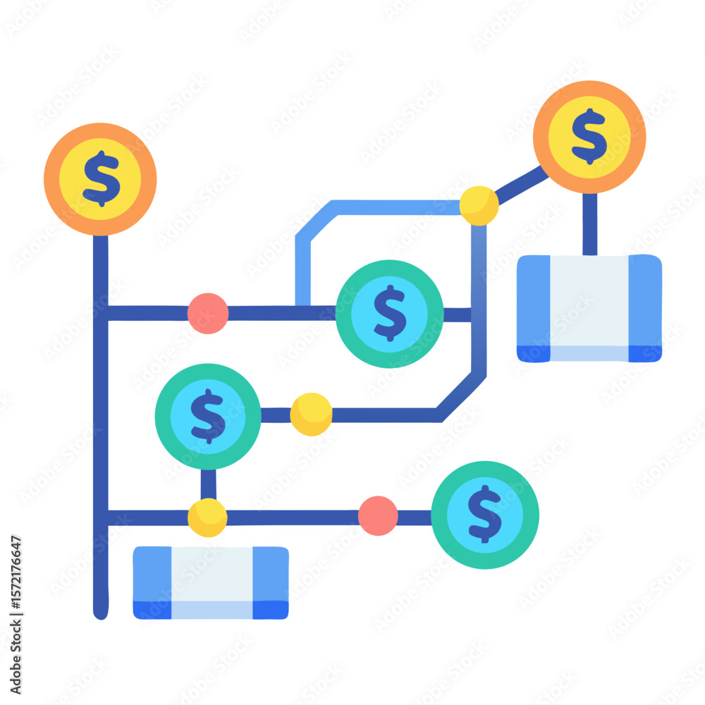 Poster simple flow chart showing revenue generation and distribution pathways