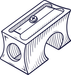 Black Pencil Sharpener Isolated on White Background – Stationery Tool