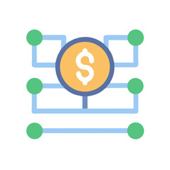 Dollar coin network flat design style on White Background