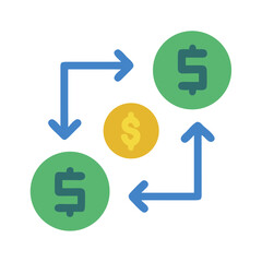 Currency exchange loop graphic on White Background illustration