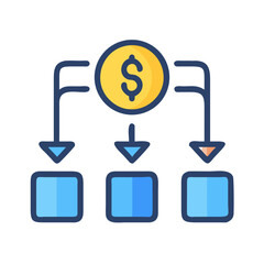 Money distribution with blocks infographic isolated on White Background