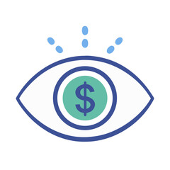 Eye with dollar symbol inside, financial vision icon