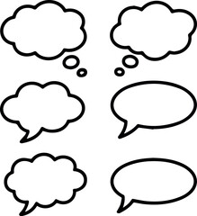 Vector illustration of speech bubbles and thought clouds for communication design and social media content creation
