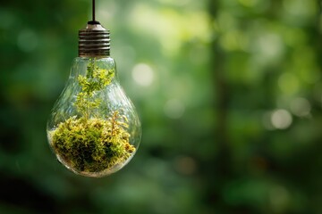 Hanging lightbulb terrarium