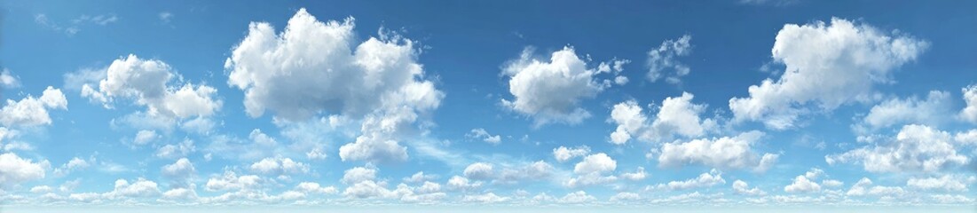Obraz premium Vast expanse of a clear blue sky dotted with fluffy white clouds
