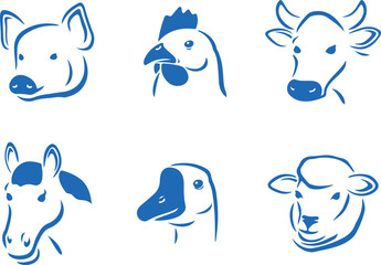 Blue Bird and Parrot Animal Icon Pack — bird, blue, parrot, icon, animal, flying, vector, tropical, head, pet